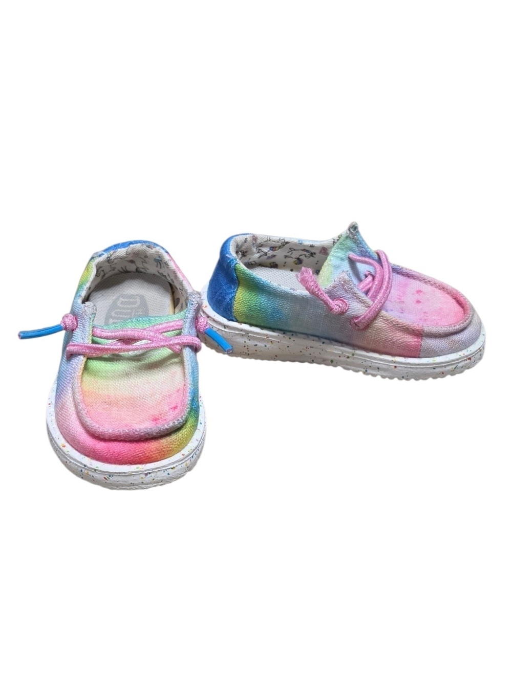 Hey Dude Kids Tie-Dye Canvas Moccasins with Pink Laces